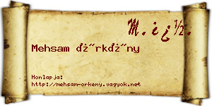 Mehsam Örkény névjegykártya